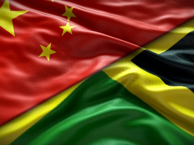 Chinese and Jamaican flag